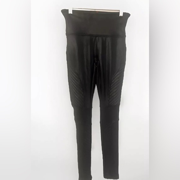 Spanx Size S Faux Moto Leather Leggings for Women - Black - Picture 3 of 7